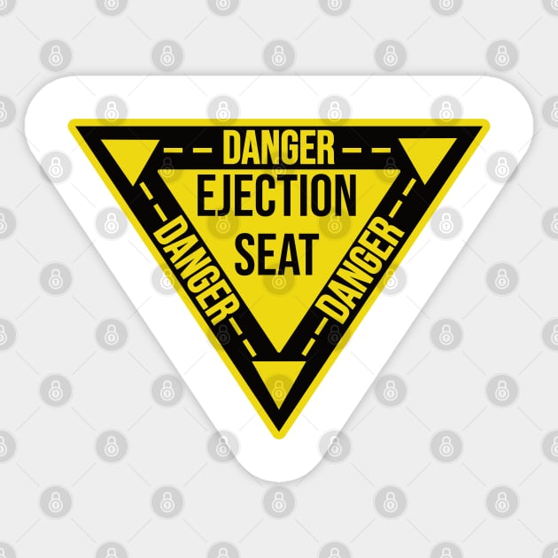 Ejection Seat Danger  Triangle Military Warning Fighter Jet Aircraft Distressed Sticker by Gaming champion